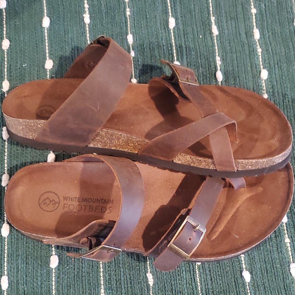White Mountain Women's Leather Strap Sandals